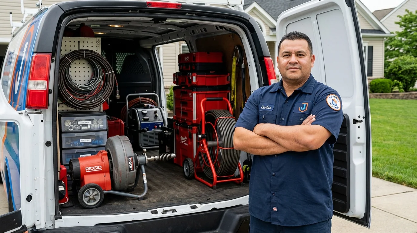 Professional drain cleaning equipment and Johns Plumbing LLC plumber in Onalaska